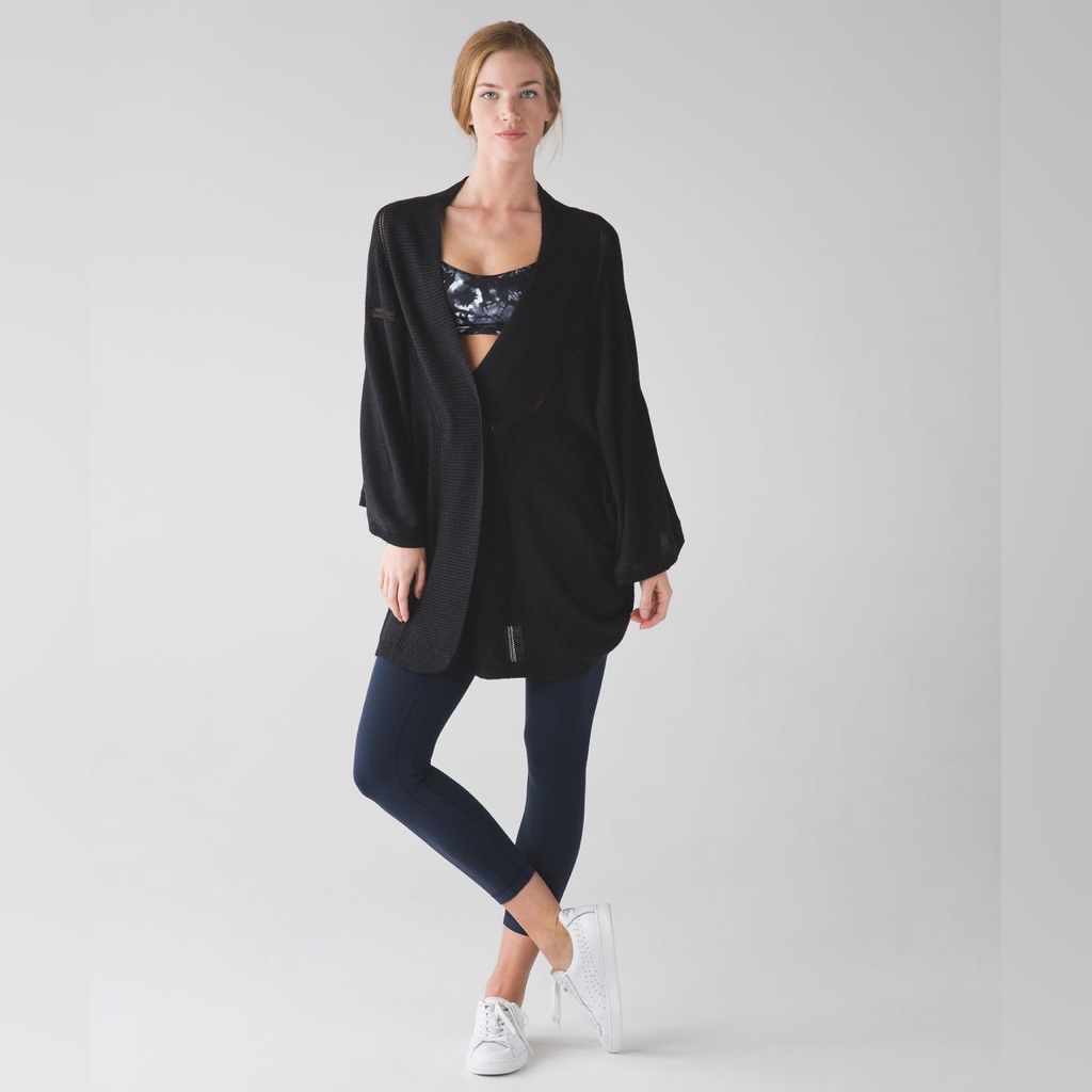 Lululemon Breeze Easy Wrap Heathered Black Cashmere Bamboo Cardigan